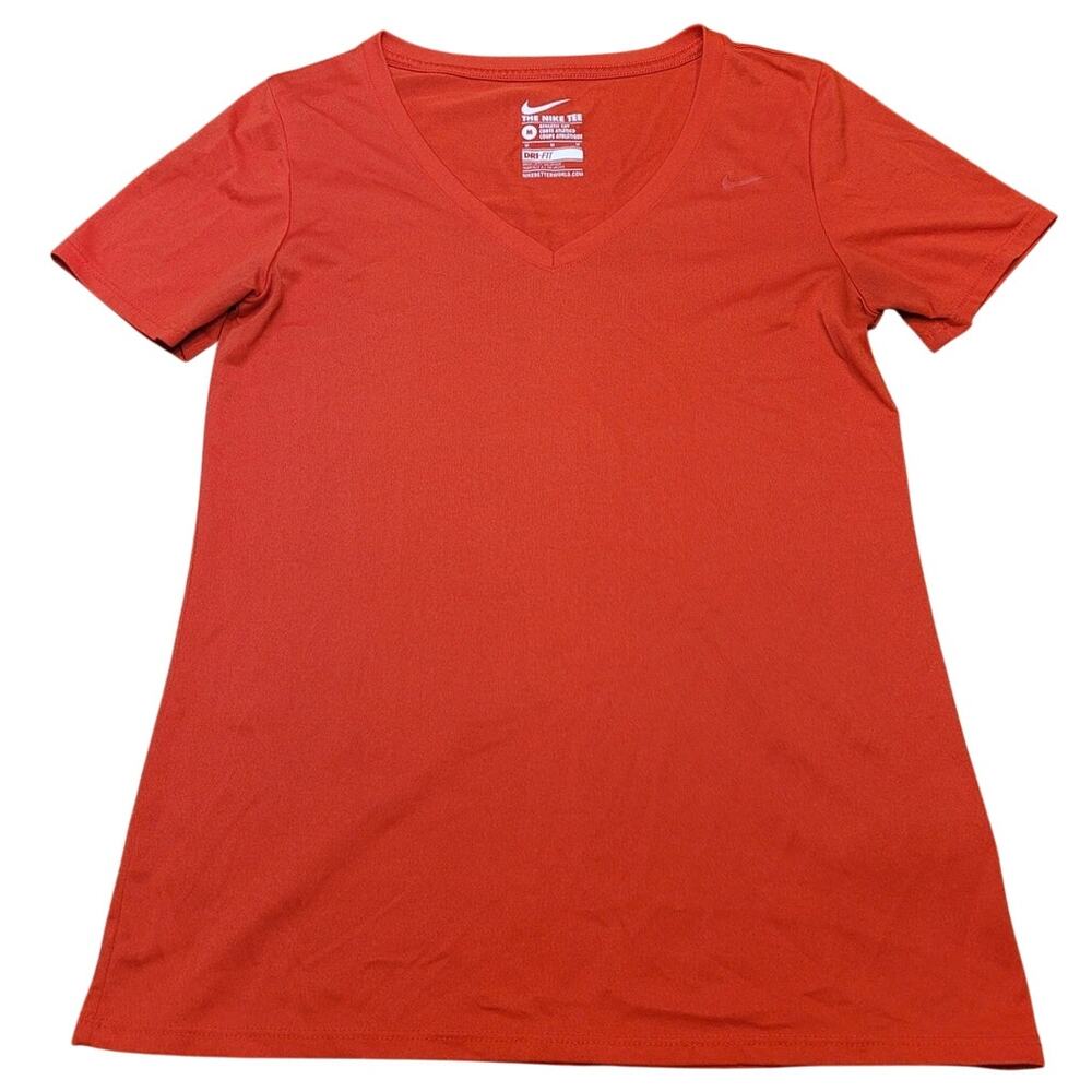Nike Dri Fit Red V Neck Top M Athleisure Activewear